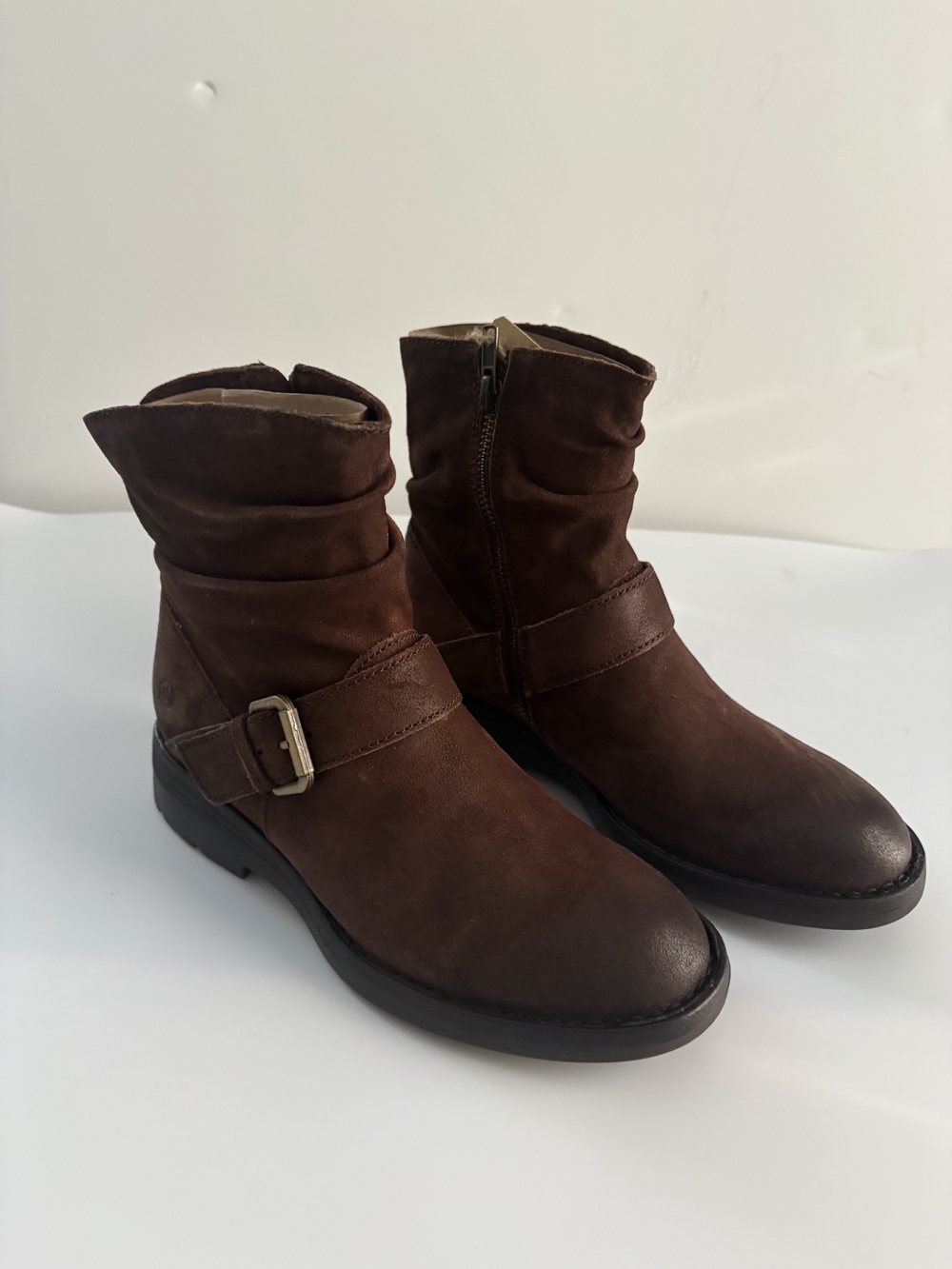 Born Midway Brown Ankle Boots with Buckle Size 6